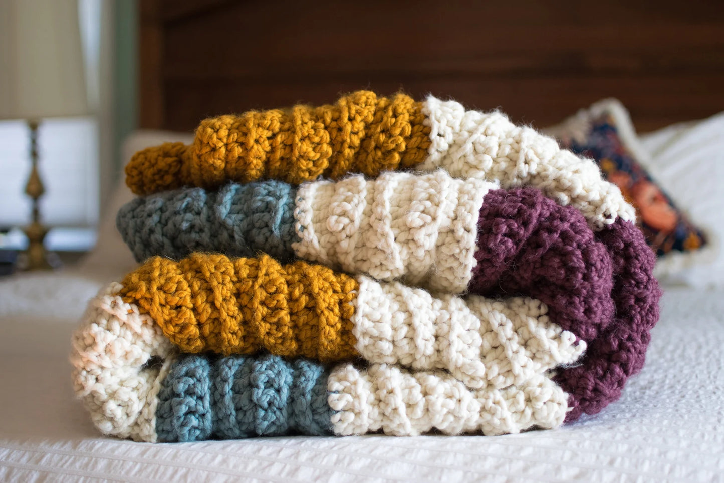 Chunky Waves Crochet Blanket Pattern PDF
