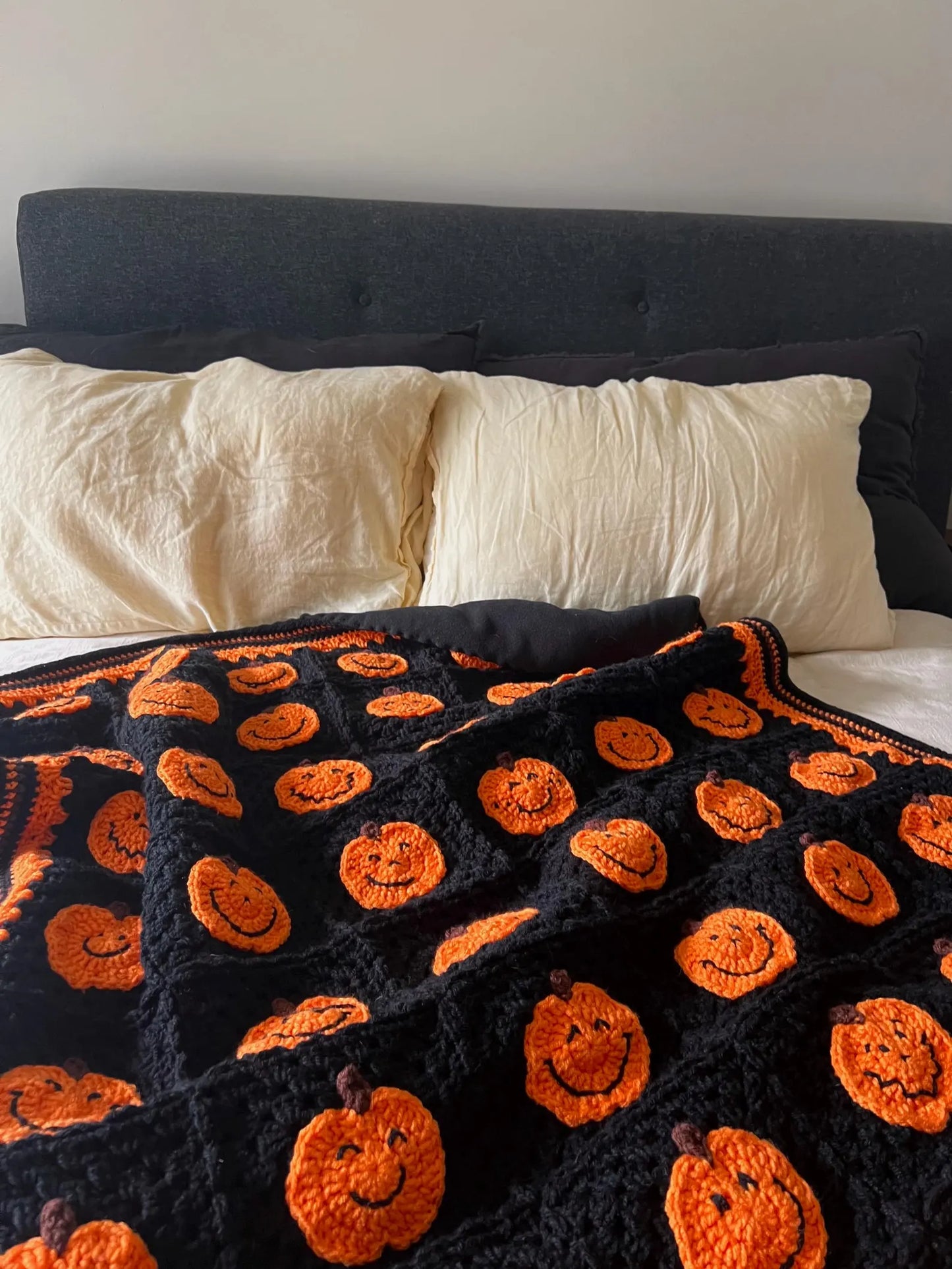 Happy Pumpkins Crochet Afghan Blanket Pattern PDF