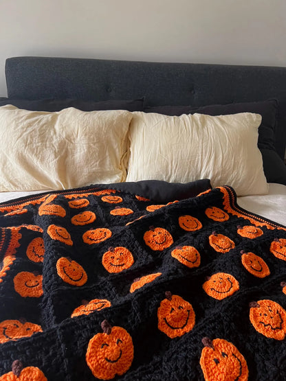 Happy Pumpkins Crochet Afghan Blanket Pattern PDF